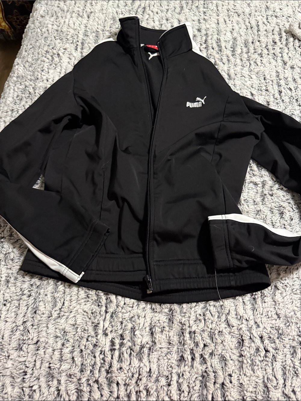 Puma Black womensJacket with White Stripe Accents
